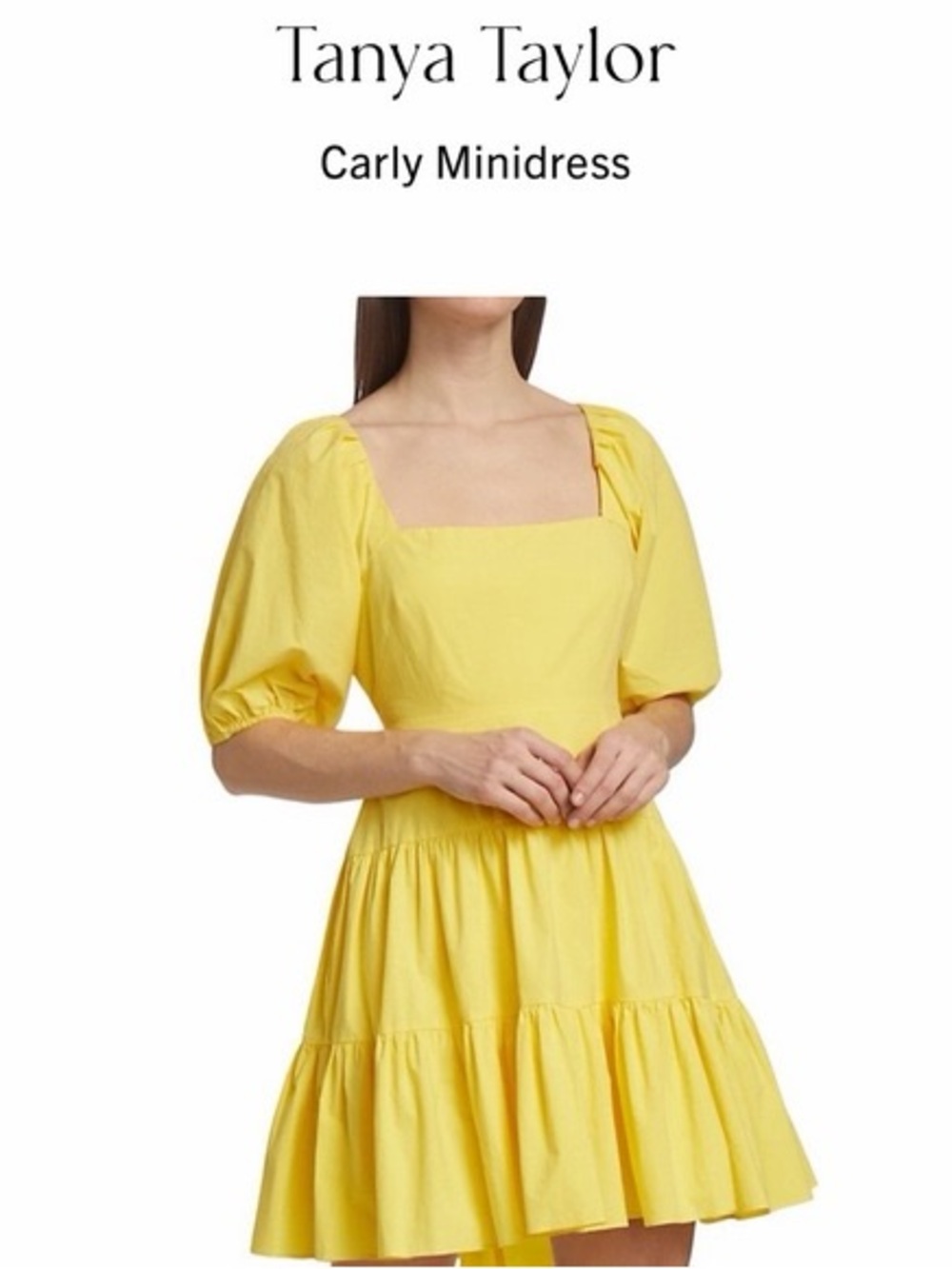 Tanya Taylor Yellow Carly Minidress with Puff Sleeves